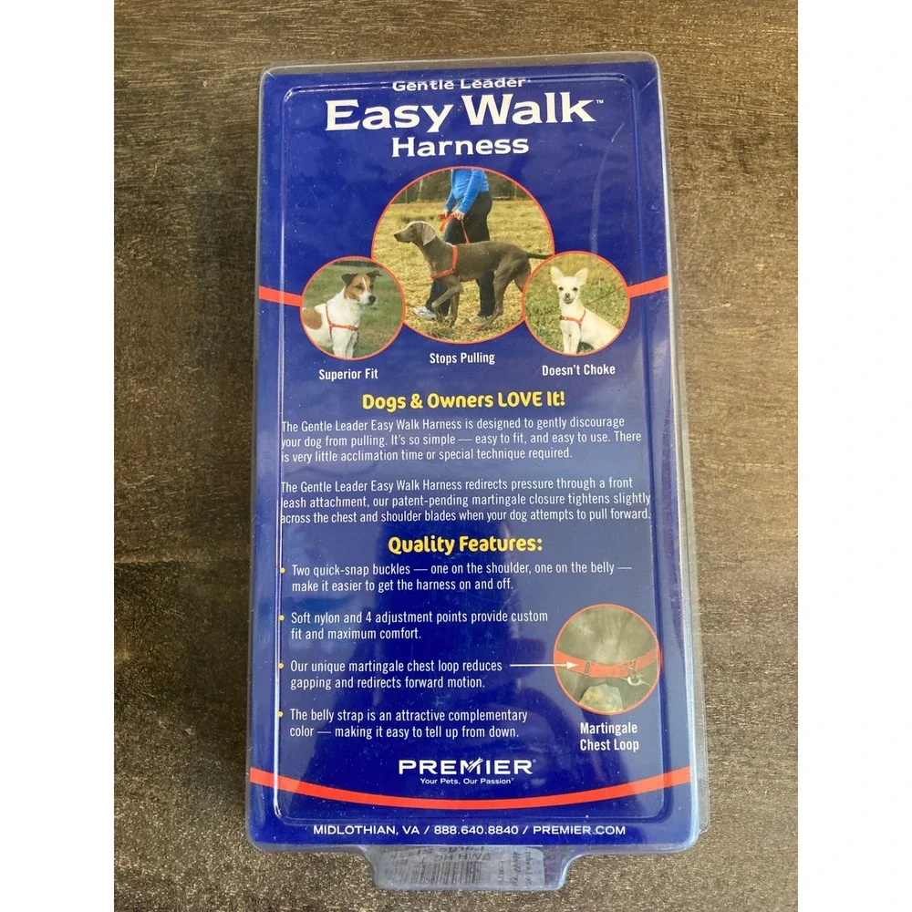 Premier Gentle Leader Easy Walk Harness Large Black No Pull Dog Training EWH-HC-